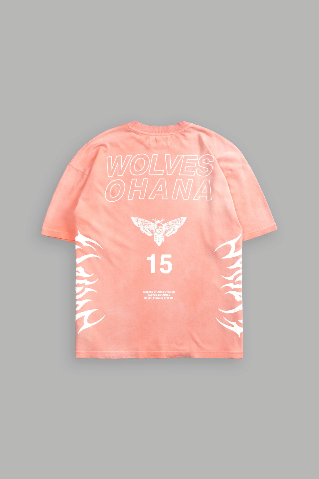 Ohana 2024 "Premium" Oversized Tee in Neon Coral Sun Fade