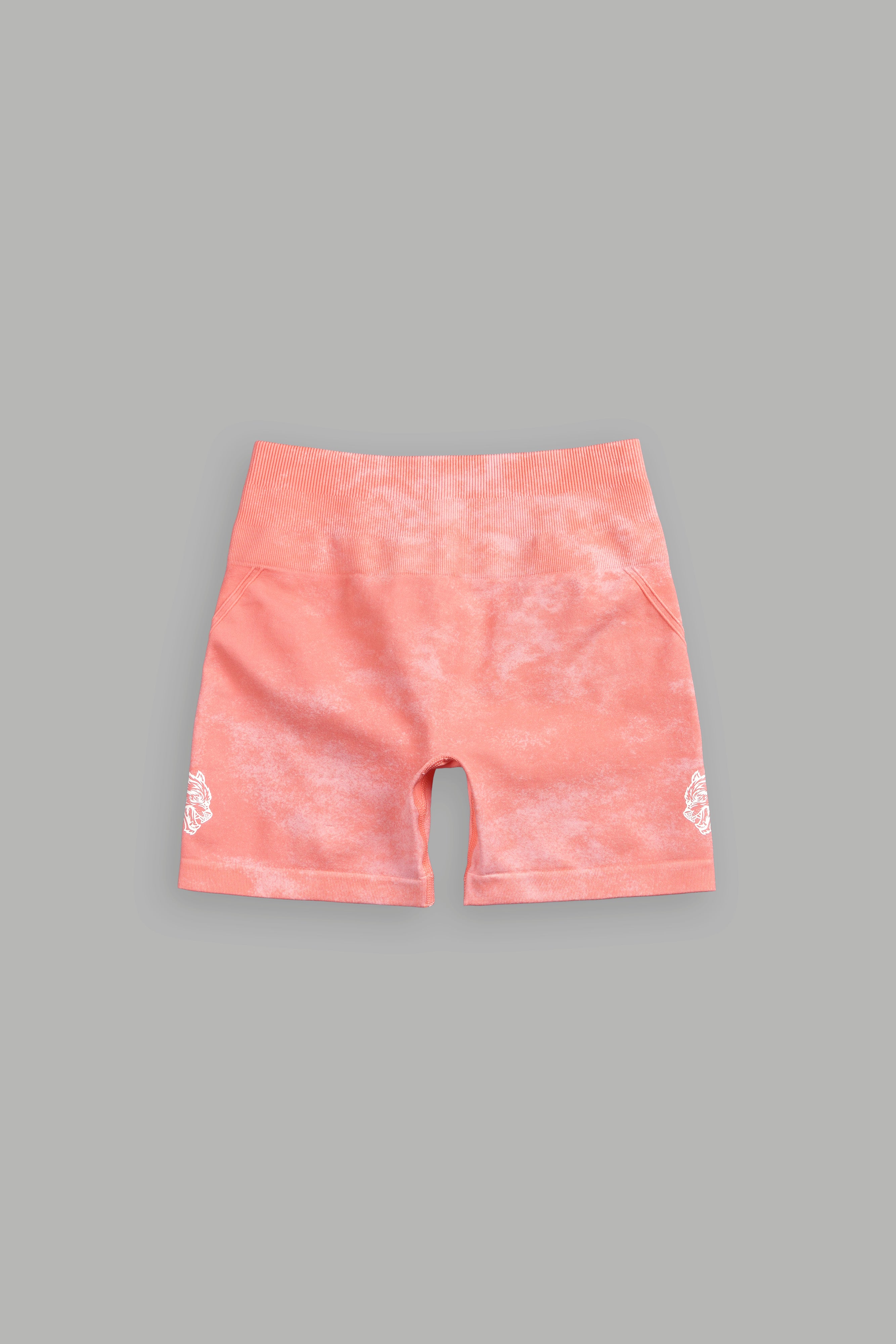 Dual Wolf Everson Seamless "Huxley" Shorts in Neon Coral Sun Fade