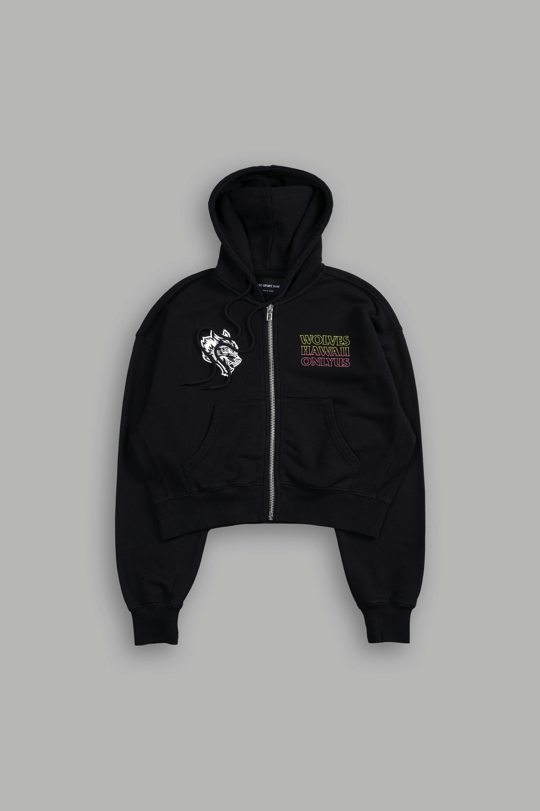 Only Us Hawaii "Sage" (Cropped) Zip Hoodie in Black