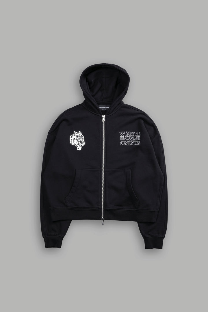 Only Us Hawaii Darco Double Zip Hoodie in Black