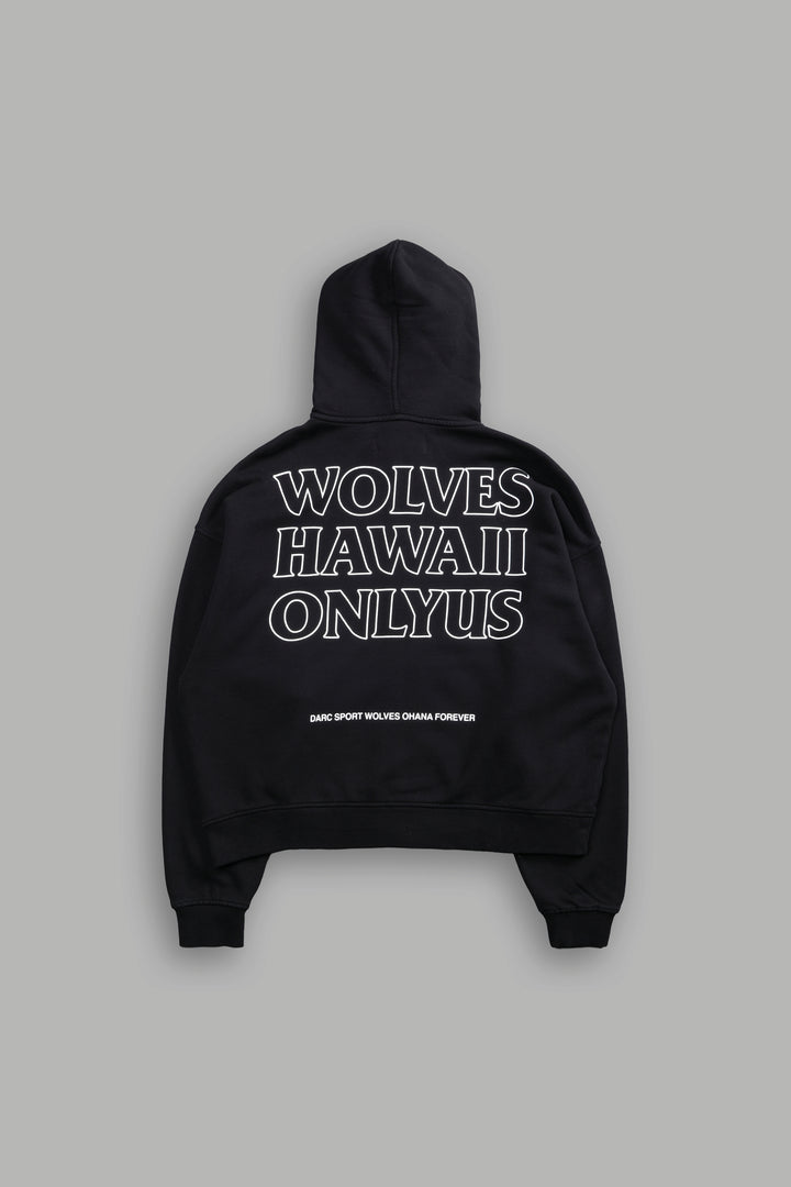 Only Us Hawaii Darco Double Zip Hoodie in Black