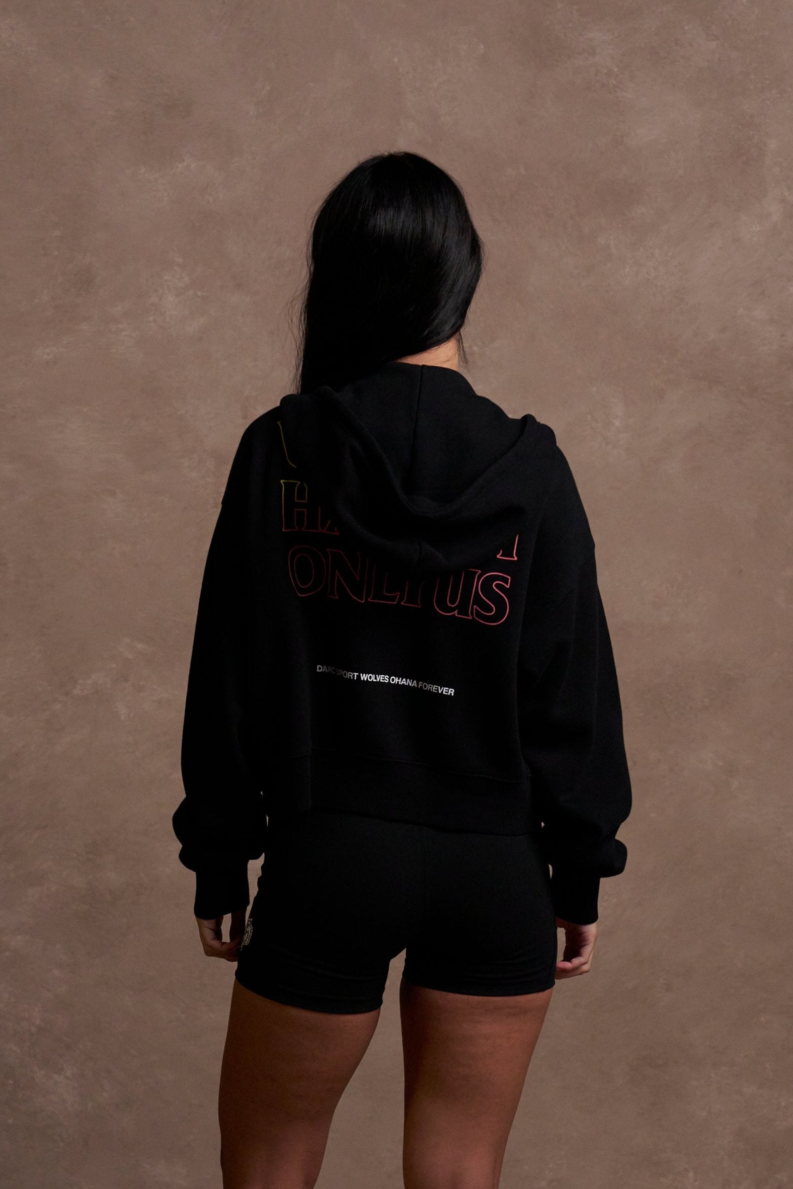 Only Us Hawaii "Sage" (Cropped) Zip Hoodie in Black