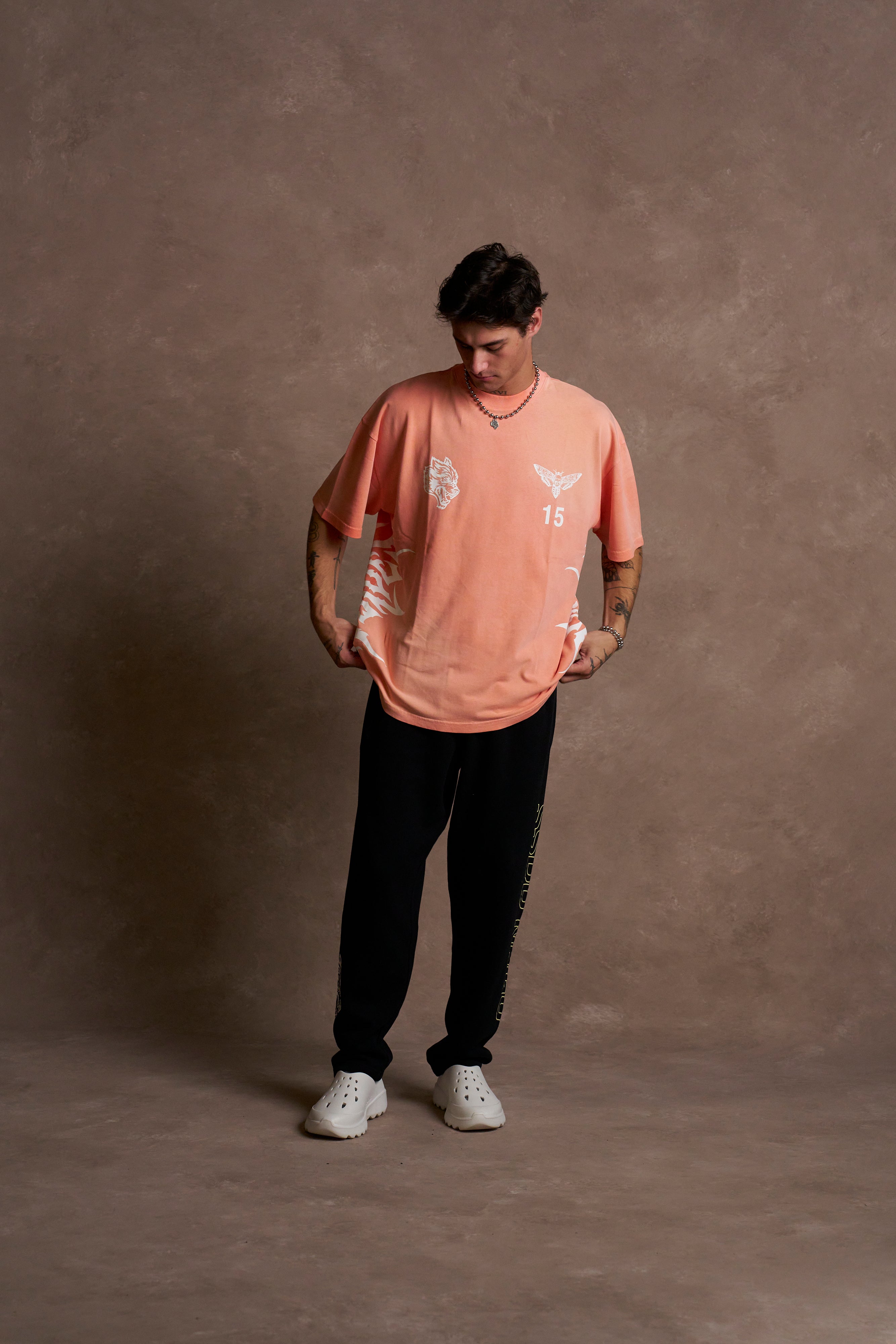 Ohana 2024 "Premium" Oversized Tee in Neon Coral Sun Fade