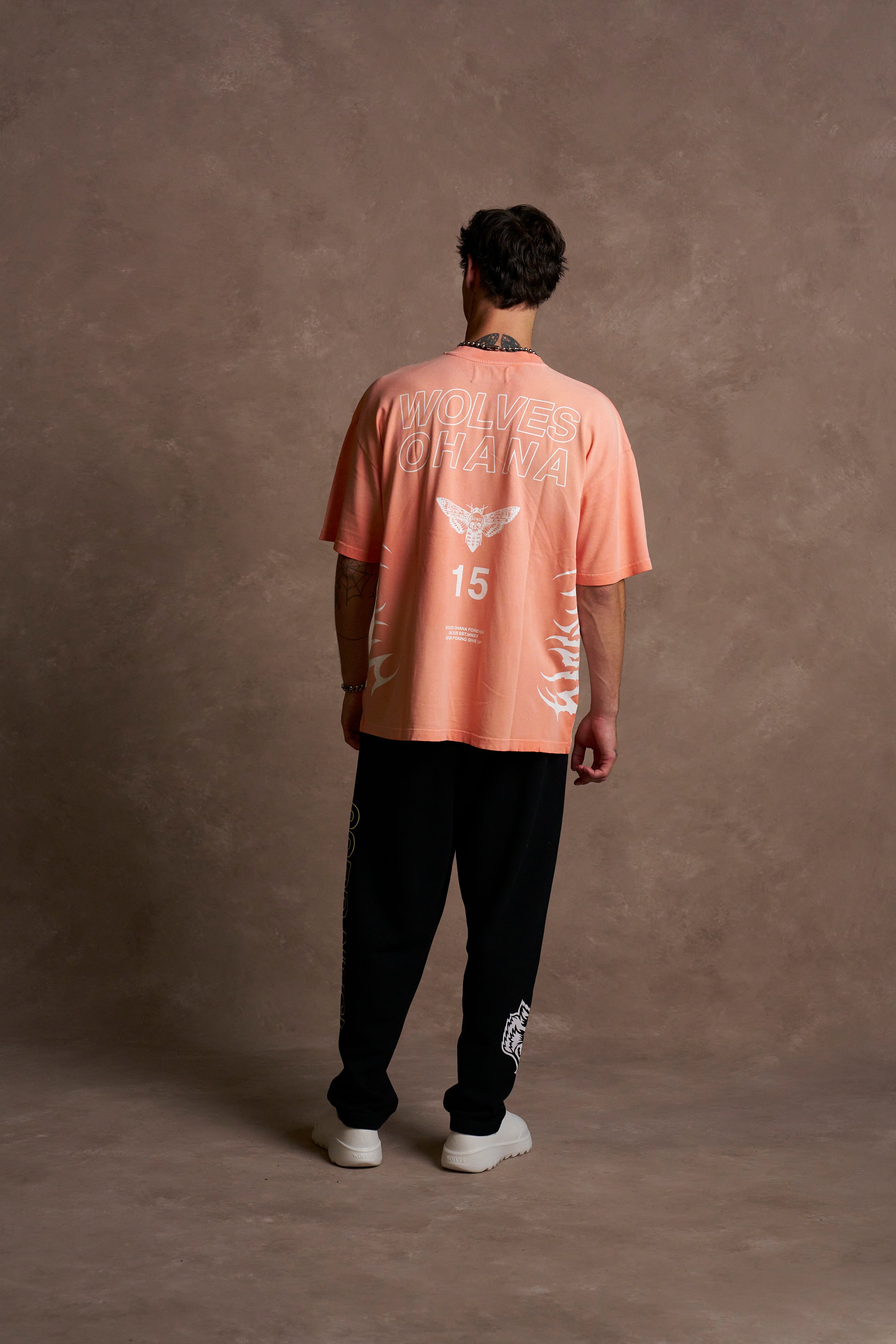 Ohana 2024 "Premium" Oversized Tee in Neon Coral Sun Fade