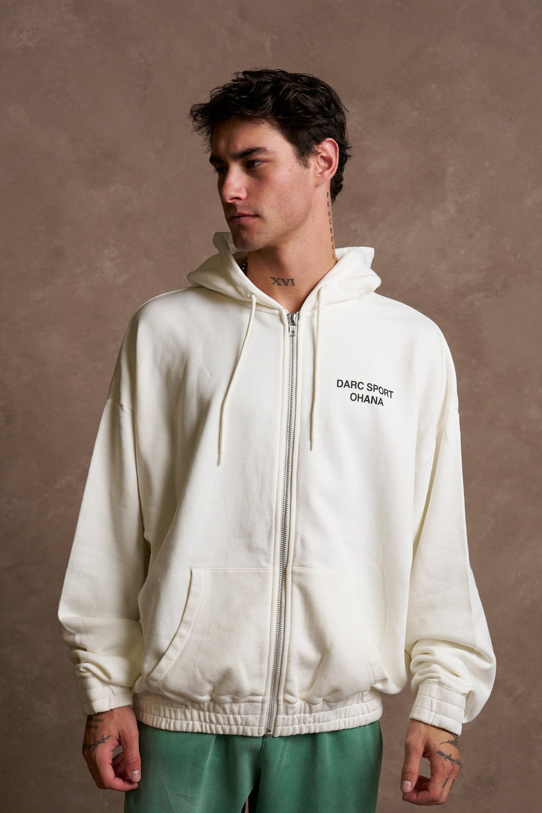 Darc Sport Ohana "Chambers" Zip Hoodie in Cream