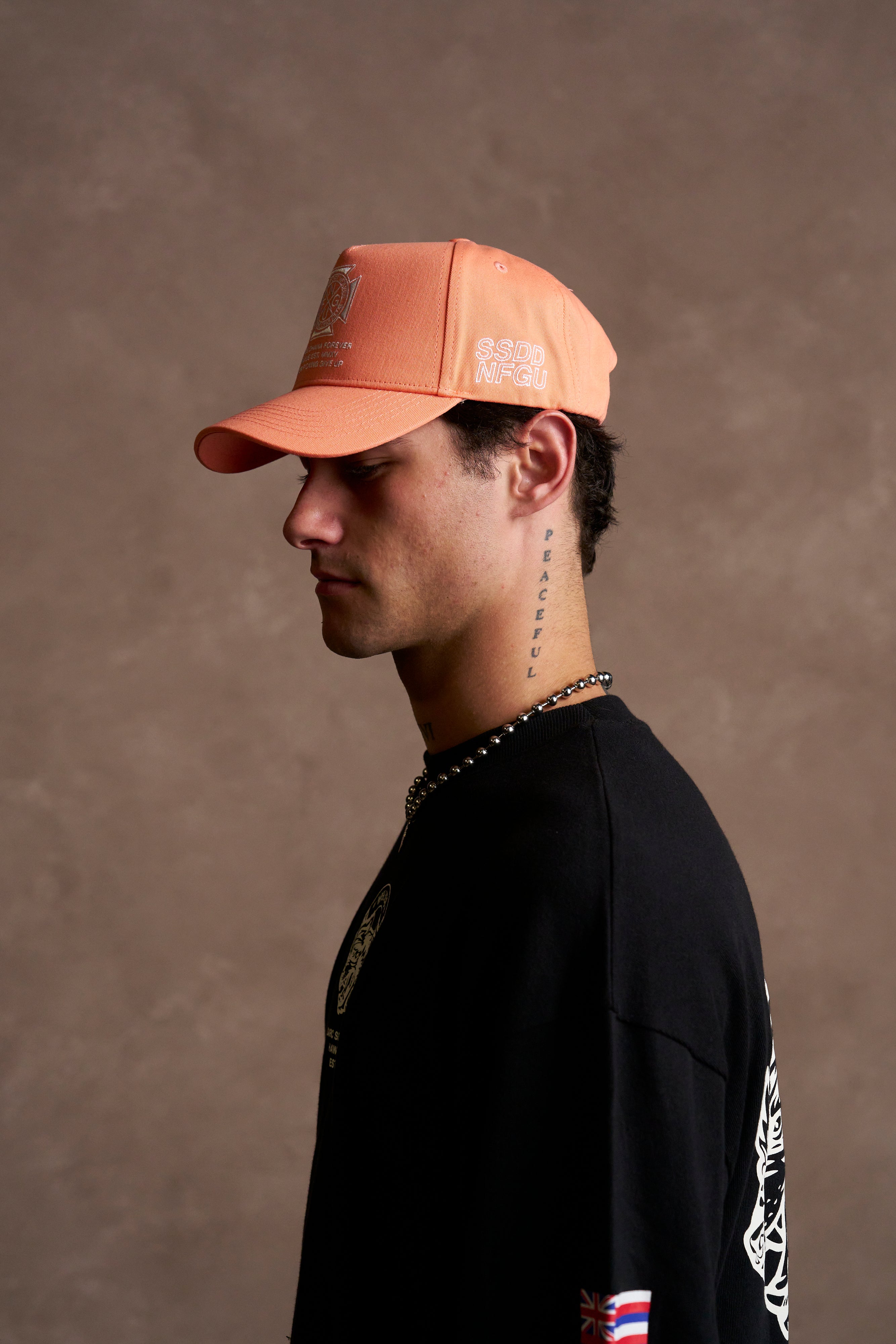 Wolves Run Together 5 Panel Hat in Neon Coral