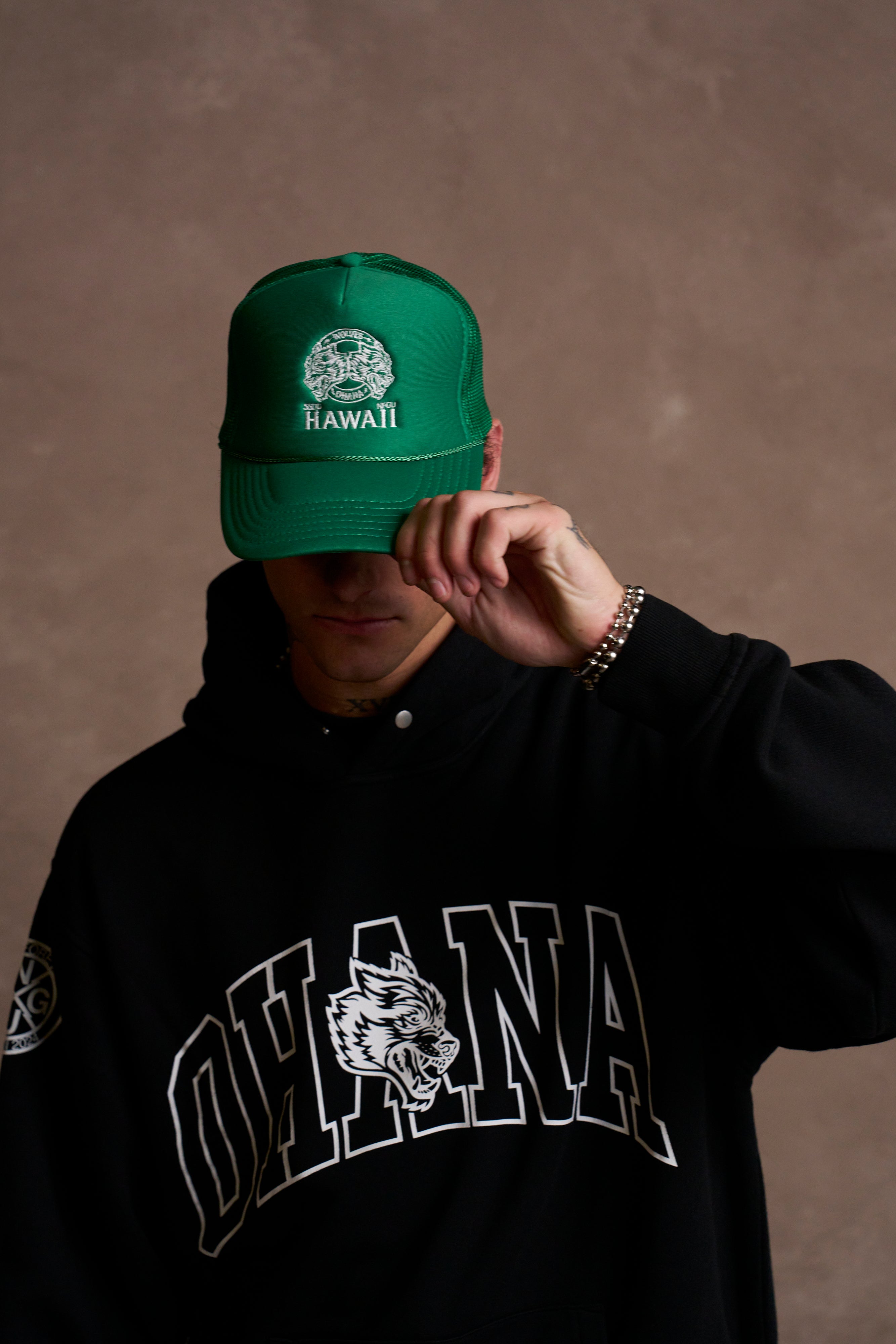 Wolves Ohana Trucker Hat in Lush Green