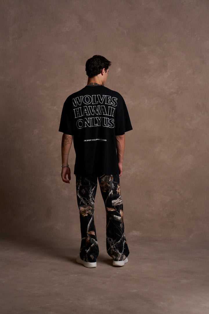 Only Us Hawaii "Premium" Oversized Tee in Black