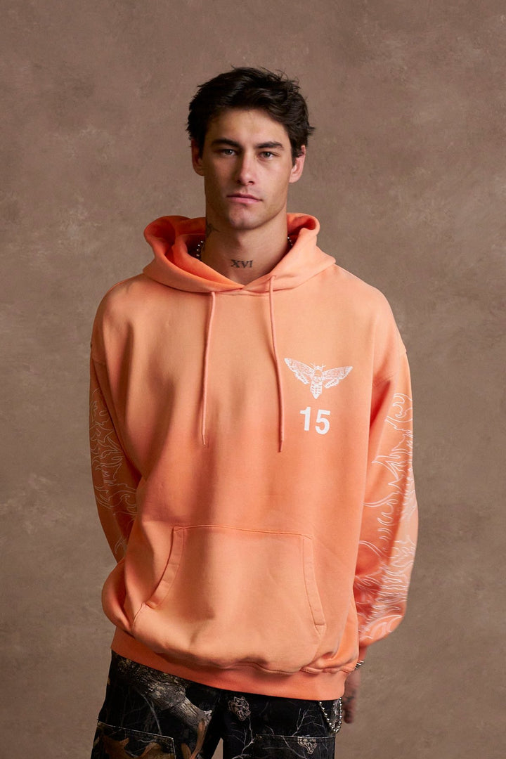 Since 2024 "Bishop" Hoodie in Neon Coral Sun Fade