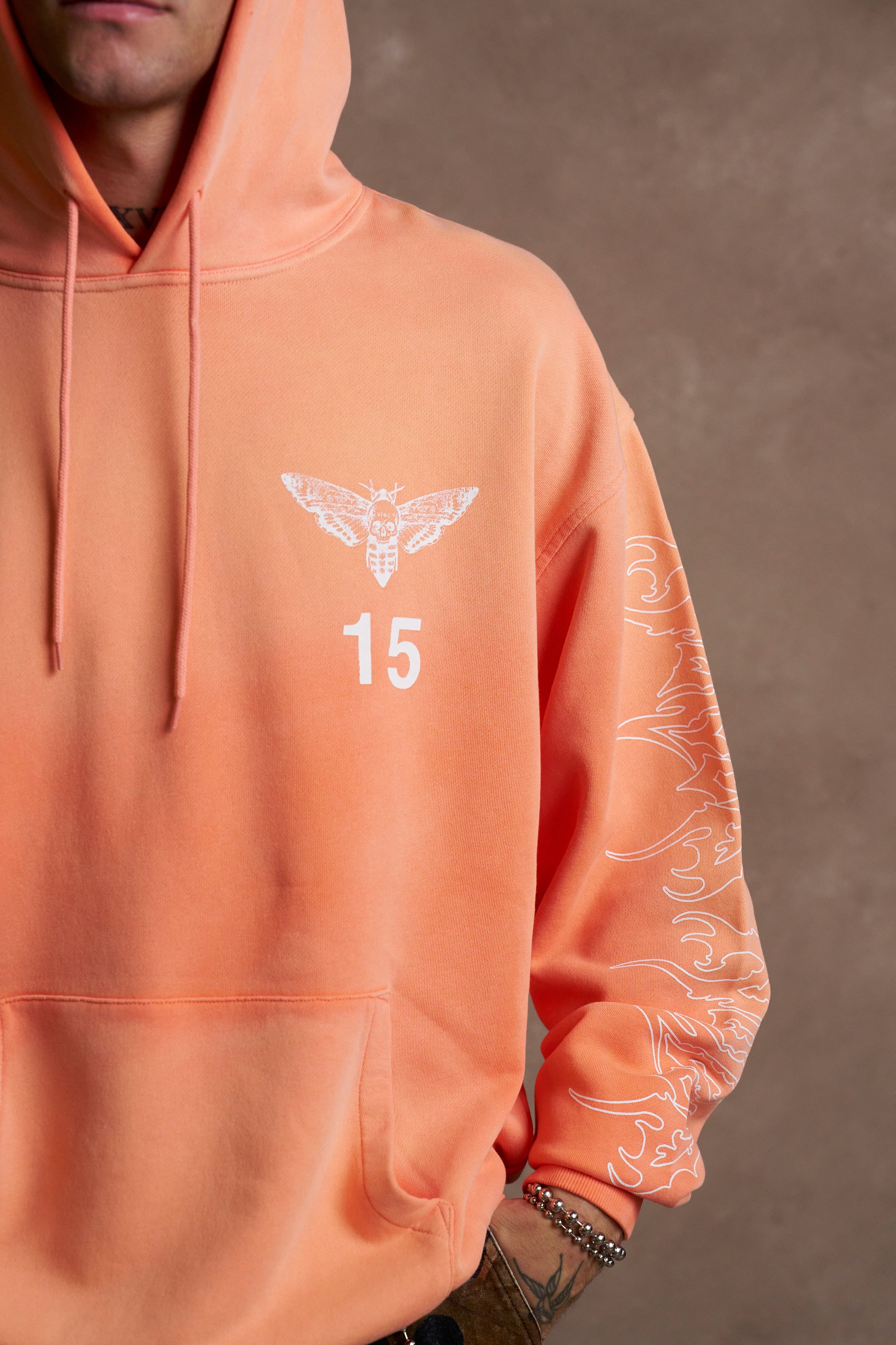 Since 2024 "Bishop" Hoodie in Neon Coral Sun Fade