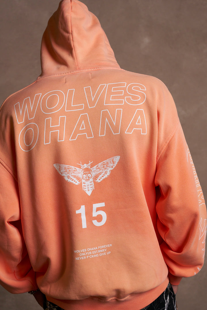 Since 2024 "Bishop" Hoodie in Neon Coral Sun Fade