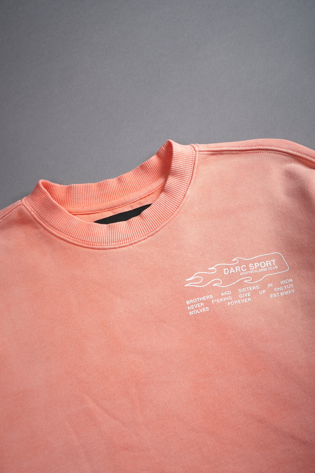 No Limit (Cropped) Crewneck in Neon Coral Sun Fade