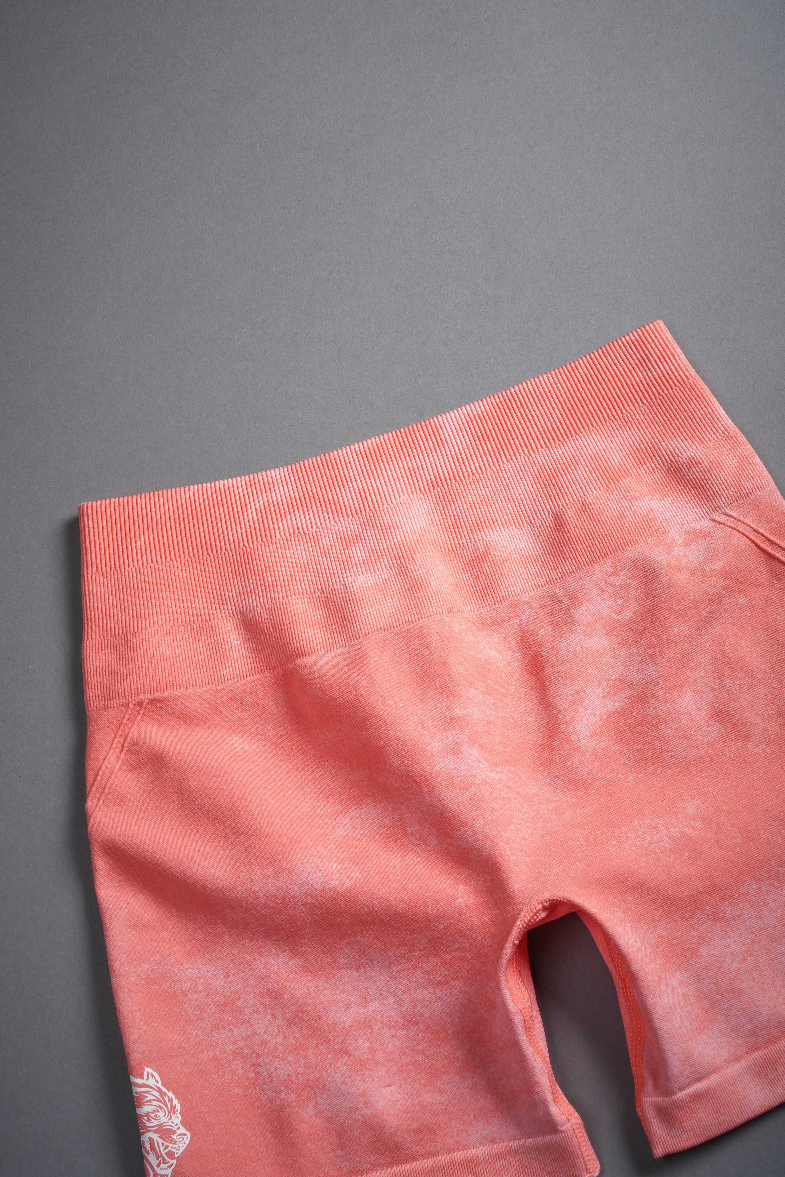 Dual Wolf Everson Seamless "Huxley" Shorts in Neon Coral Sun Fade