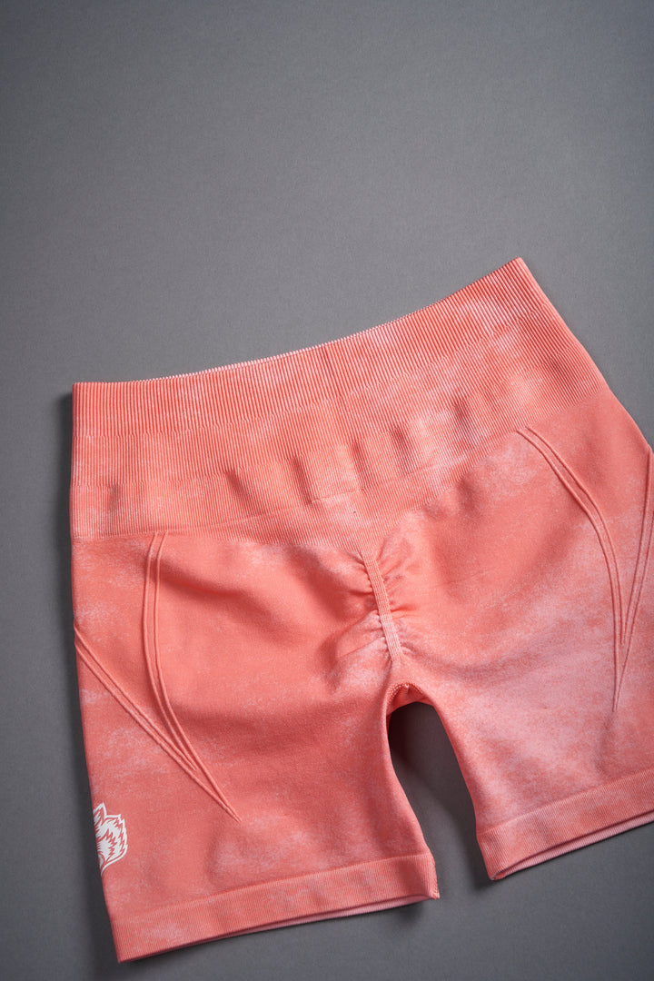 Dual Wolf Everson Seamless "Huxley" Shorts in Neon Coral Sun Fade