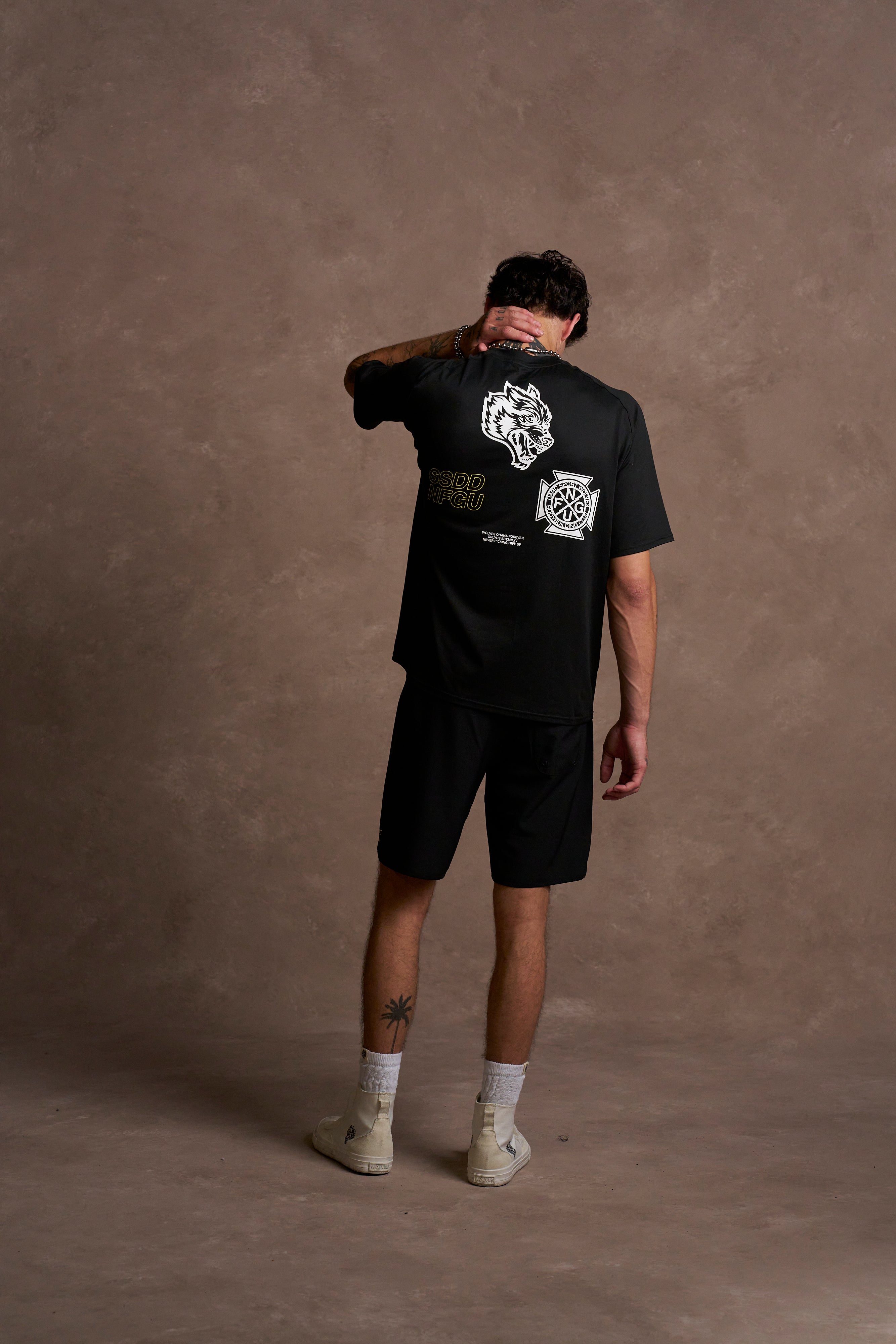 Wolves Run Together "Dry Wolf" S/S Raglan Tee in Black