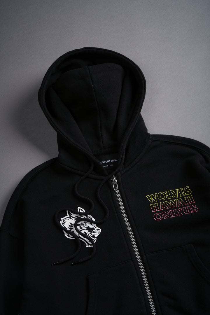 Only Us Hawaii "Sage" (Cropped) Zip Hoodie in Black