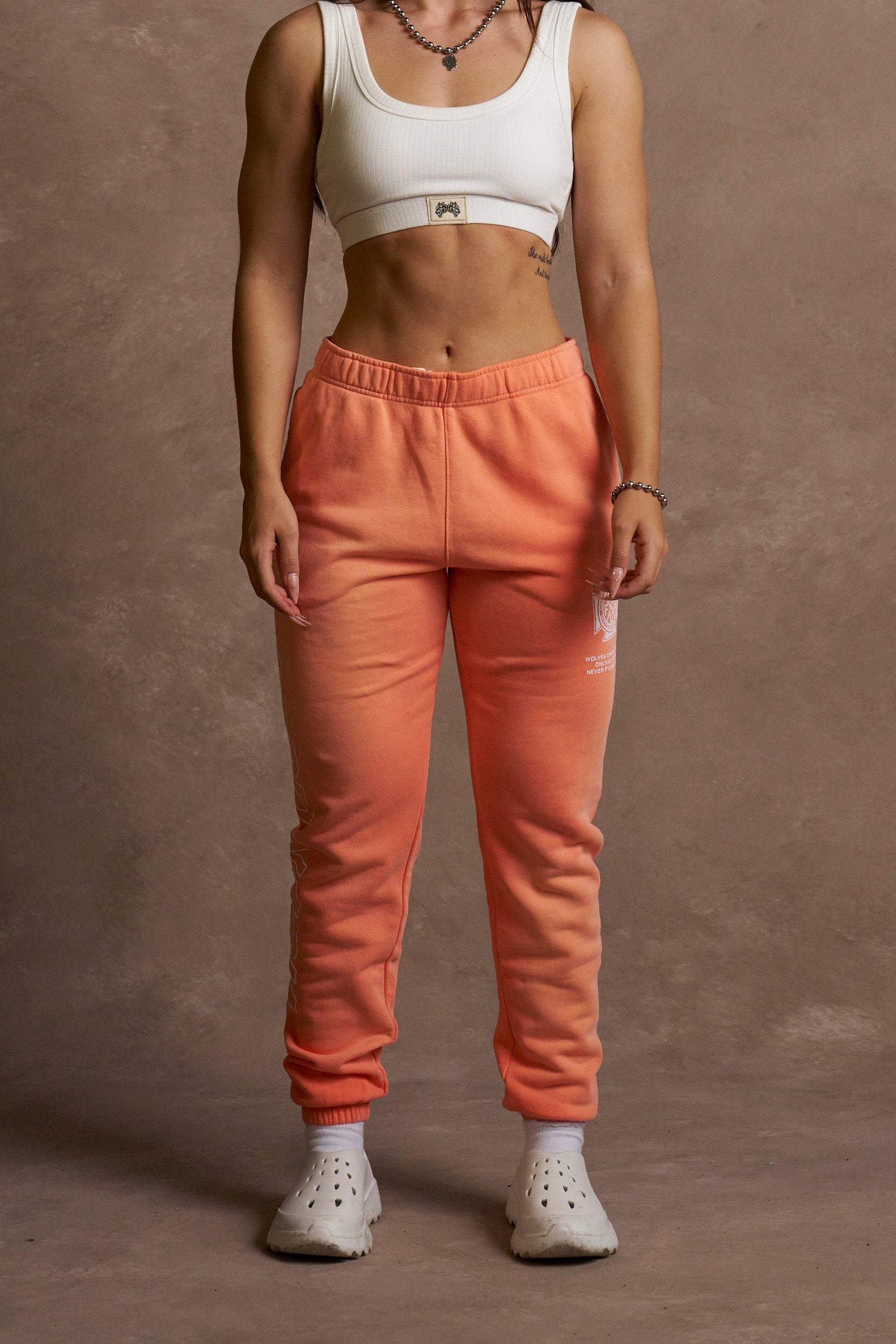 No Limit She Post Lounge Sweats in Neon Coral Sun Fade