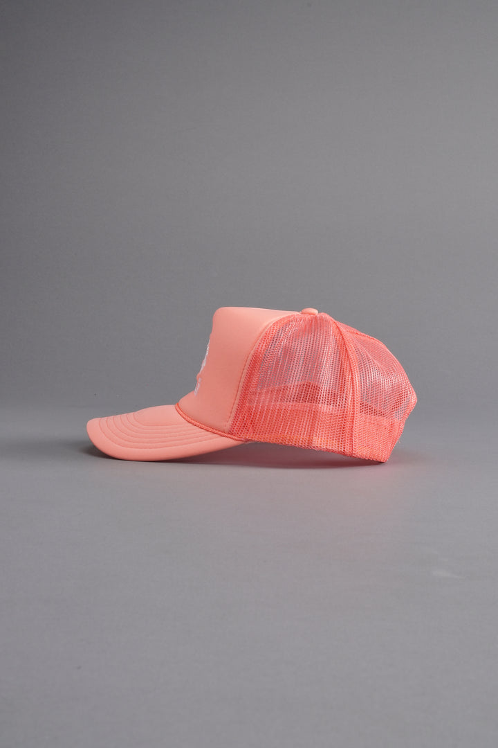 Wolves Ohana Trucker Hat in Neon Coral