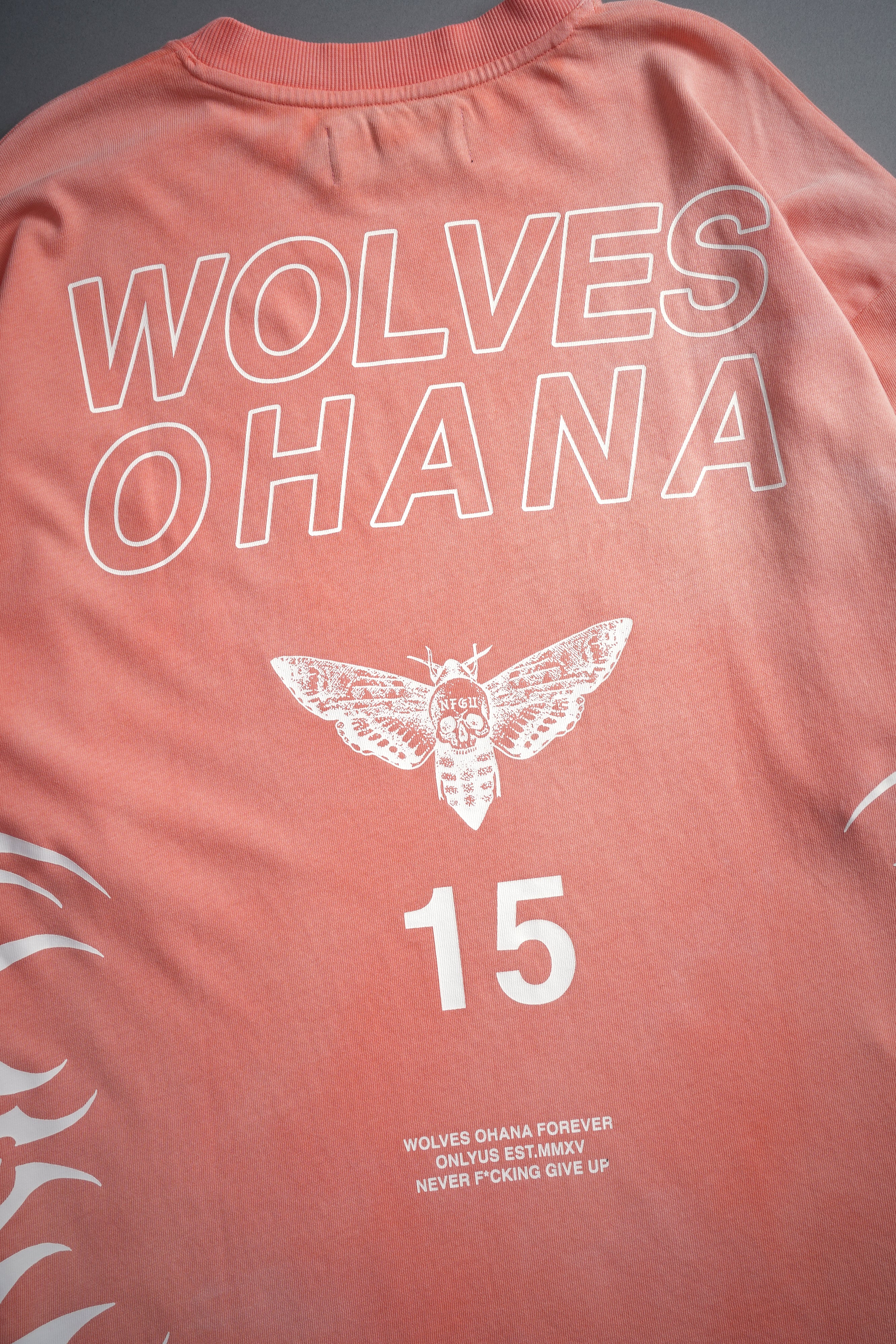 Ohana 2024 "Premium" Oversized Tee in Neon Coral Sun Fade